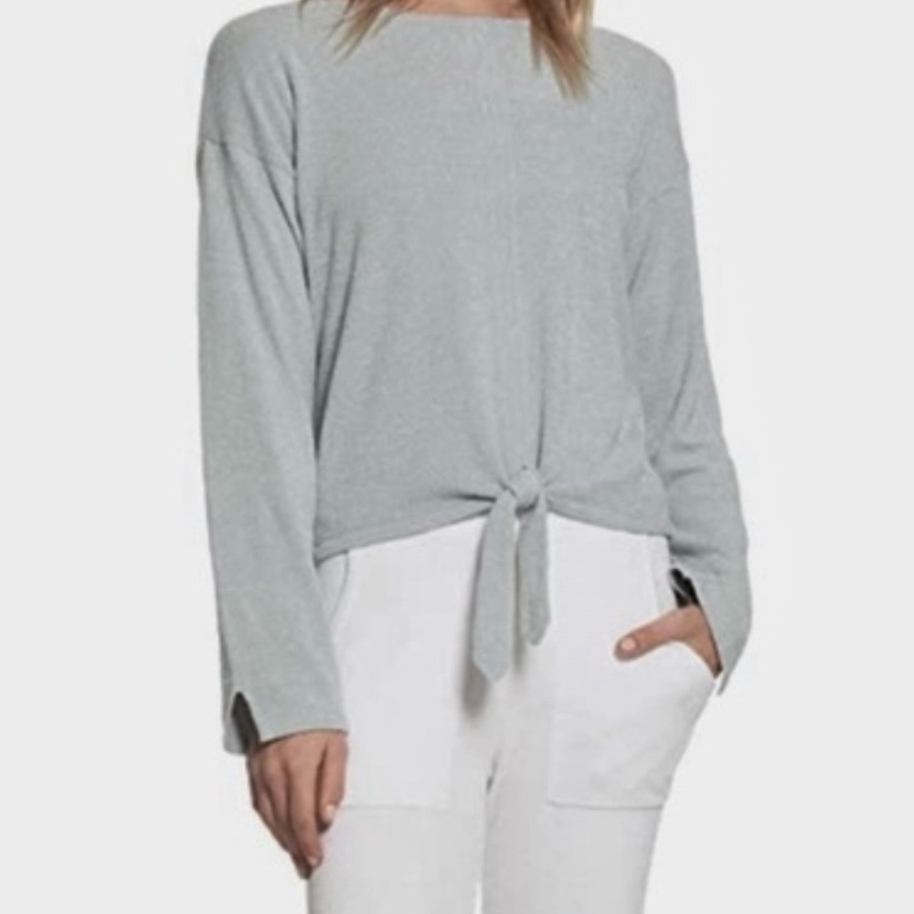 Barefoot Dreams Cozychic Ultra Lite Tie Front Top Sweater‎ Size Small Soft Cozy